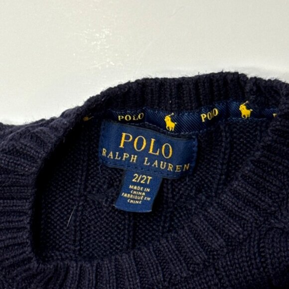 Polo Ralph Lauren Boys Navy Cable Knit Sweater 2T‎ Preppy Old Money Heritage - Picture 3 of 5